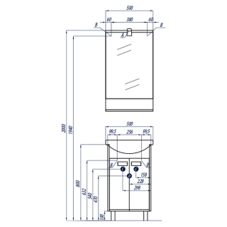 Зеркло Акватон Бекка 50см дуб сомерсет 1A214202BAC20